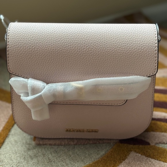 Michael Kors Emilia Small Leather Crossbody Bag-Powder Blush - Picture 3 of 11